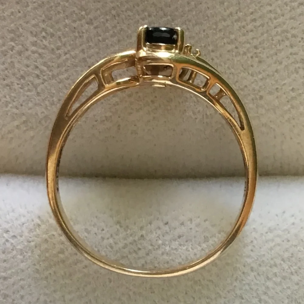 14K Gold Sapphire & Diamond Ring Size 6 1/4 Vintage Excellent Condition - Picture 12 of 13